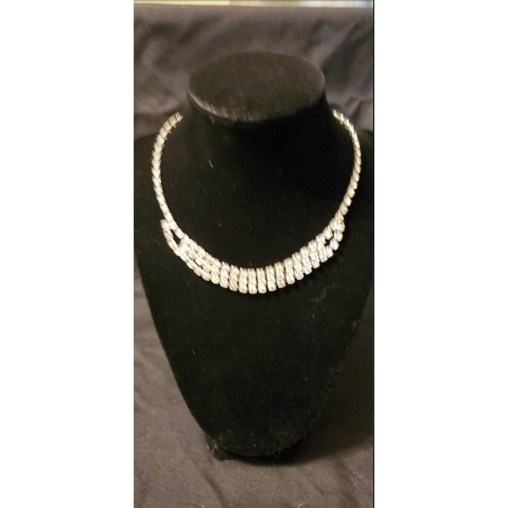 Vintage 40s Clear Rhinestone Old Hollywood Glamour Necklace